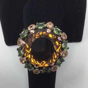 Massive Round BrilliantGenuine Cognac Quartz Ring